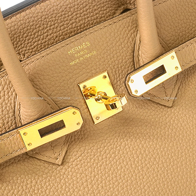 [Pre-loved] HERMES Handbag Birkin25 Chai Veau Togo Gold HW Stamp U[LIKE NEW][Authentic]
