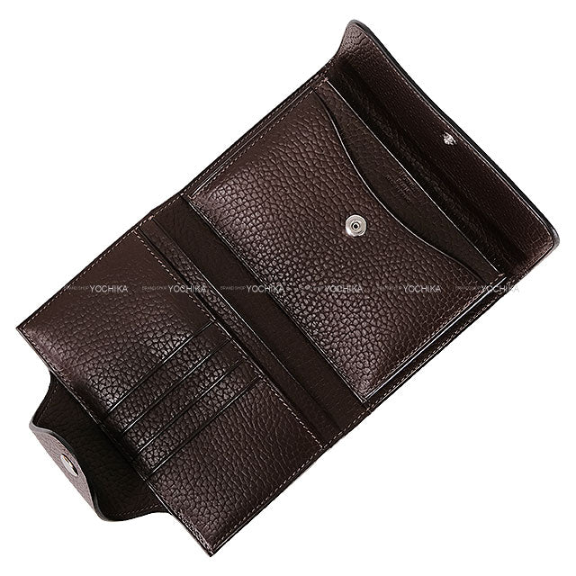HERMES Bi-fold wallet ILIADE Compact Terre Galop d'Hermes cowhide Silver HW Stamp K[BRAND NEW][Authentic]