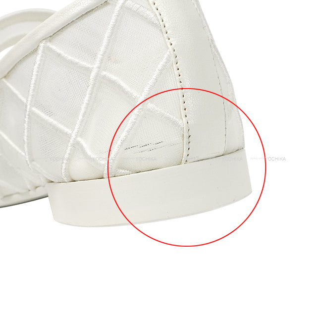 2025SS COCO Beach CHANEL ballet shoes(flat shoes) Flat Turn lock Mary Jane Coco mark Blanc (White)/Noir (Black) Mesh/Lambskin #37.5 Gold HW G46419[BRAND NEW][Authentic]