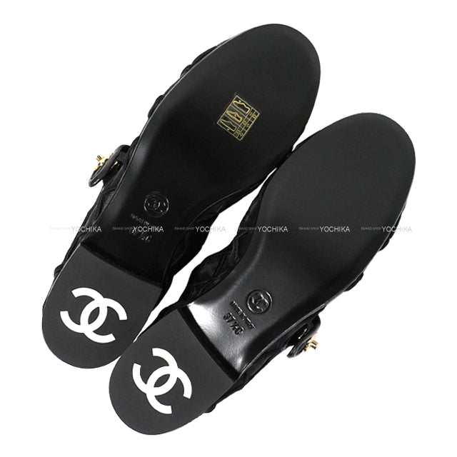 2025SS COCO Beach CHANEL ballet shoes(flat shoes) Flat Turn lock Mary Jane Cocomark Noir (Black) Mesh/Lambskin #37.5 G46419[ALMOST NEW][Authentic]