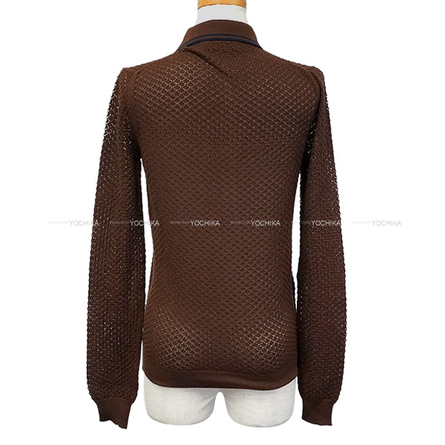 Miu Miu Cardigan Rib Cotton mesh with Race colla Cacao Cotton100% #38 MMF970[BRAND NEW][Authentic]