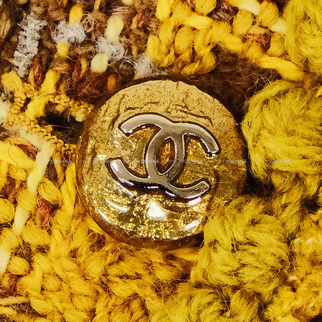 2024 Metiers d'Art CHANEL Plainly colored jacket Coco Mark 4 Pocket Tweed Coat mustard yellow Wool/Cotton/Polyester/other #34 Gold HW P77685[BRAND NEW][Authentic]