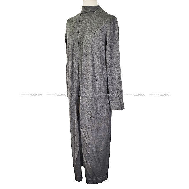 [Pre-loved] HERMES Knit Margiela period Sleeveless turtleneck ＆ long cardigan Grey Cashmere/Silk #SM[USED A][Authentic]