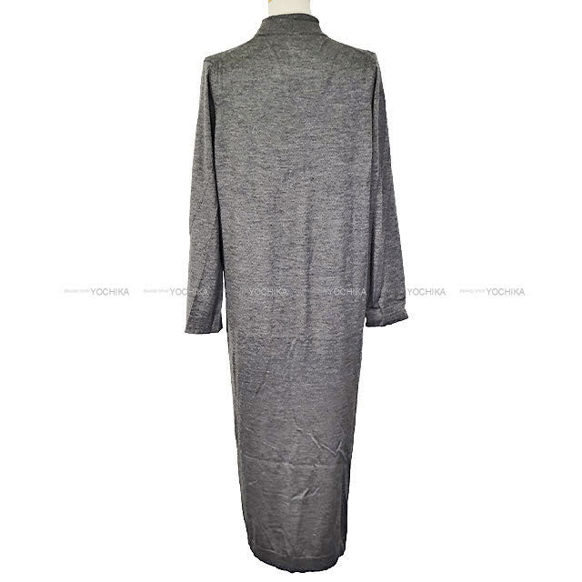 [Pre-loved] HERMES Knit Margiela period Sleeveless turtleneck ＆ long cardigan Grey Cashmere/Silk #SM[USED A][Authentic]