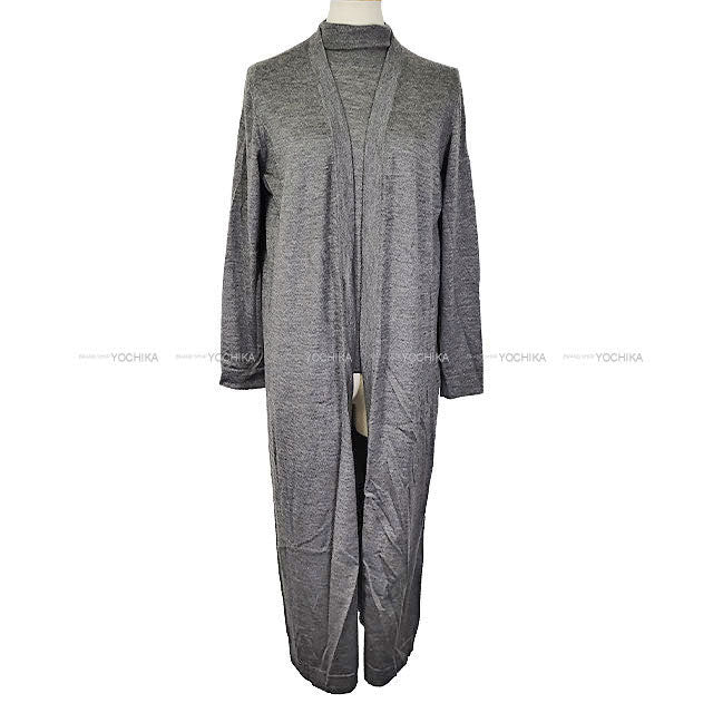 [Pre-loved] HERMES Knit Margiela period Sleeveless turtleneck ＆ long cardigan Grey Cashmere/Silk #SM[USED A][Authentic]