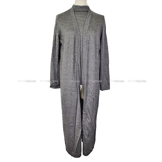 [Pre-loved] HERMES Knit Margiela period Sleeveless turtleneck ＆ long cardigan Grey Cashmere/Silk #SM[USED A][Authentic]