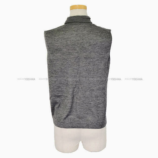 [Pre-loved] HERMES Knit Margiela period Sleeveless turtleneck ＆ long cardigan Grey Cashmere/Silk #SM[USED A][Authentic]