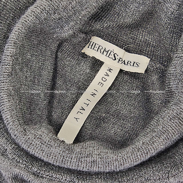 [Pre-loved] HERMES Knit Margiela period Sleeveless turtleneck ＆ long cardigan Grey Cashmere/Silk #SM[USED A][Authentic]