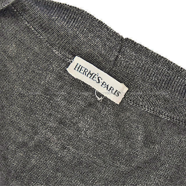 [Pre-loved] HERMES Knit Margiela period Sleeveless turtleneck ＆ long cardigan Grey Cashmere/Silk #SM[USED A][Authentic]