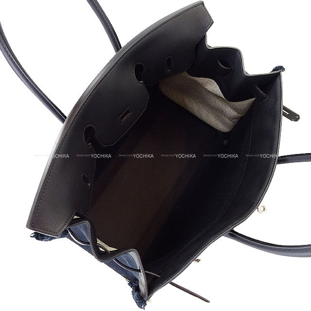 [Pre-loved] HERMES Handbag Birkin35 Fray Fray Noir (Black) /Ecru Toile Twill H/Veau Swift Silver HW Stamp U[LIKE NEW][Authentic]