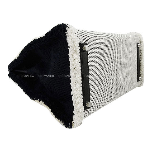 [Pre-loved] HERMES Handbag Birkin35 Fray Fray Noir (Black) /Ecru Toile Twill H/Veau Swift Silver HW Stamp U[LIKE NEW][Authentic]