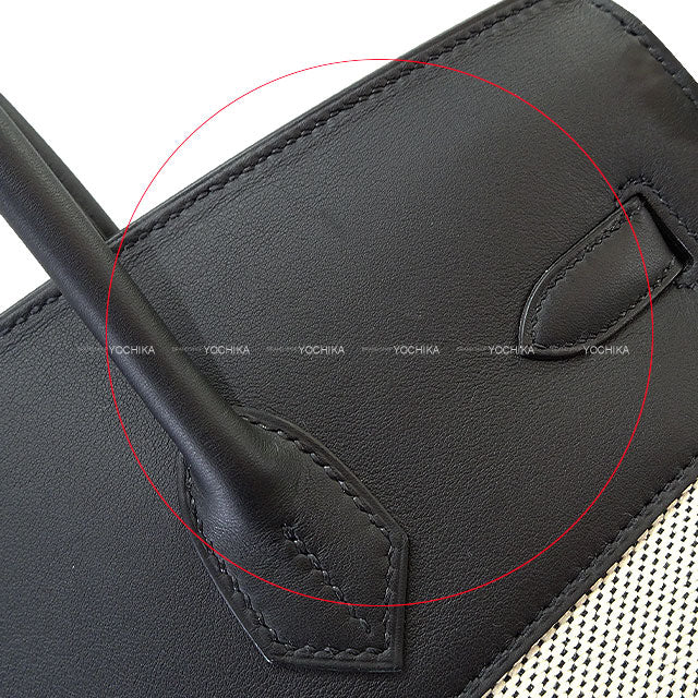 [Pre-loved] HERMES Handbag Birkin35 Fray Fray Noir (Black) /Ecru Toile Twill H/Veau Swift Silver HW Stamp U[LIKE NEW][Authentic]