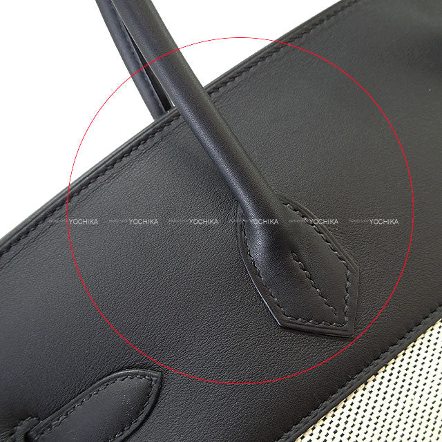 [Pre-loved] HERMES Handbag Birkin35 Fray Fray Noir (Black) /Ecru Toile Twill H/Veau Swift Silver HW Stamp U[LIKE NEW][Authentic]