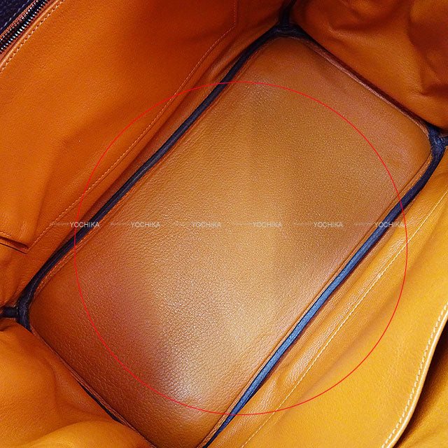 [Pre-loved] HERMES Handbag Birkin35 Bicolor Chocolat/Orange Veau Togo Silver HW Stamp □I[USED A][Authentic]