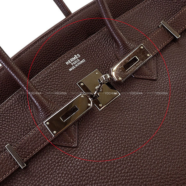 [Pre-loved] HERMES Handbag Birkin35 Bicolor Chocolat/Orange Veau Togo Silver HW Stamp □I[USED A][Authentic]