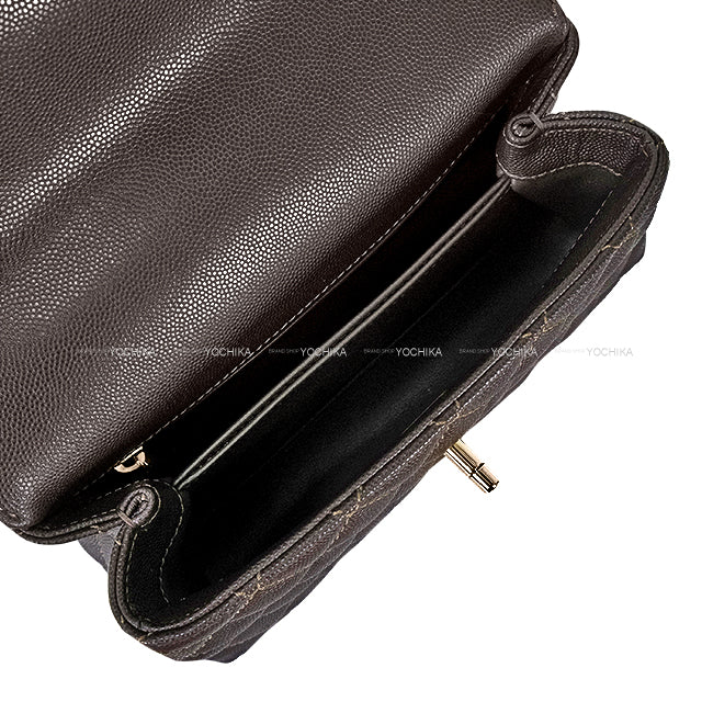 CHANEL Shoulder bag Matelasse Coco Handle Top Handle XS 24 chain Brown Graind Calf(Caviarskin) Champagne Gold HW A92990[BRAND NEW][Authentic]