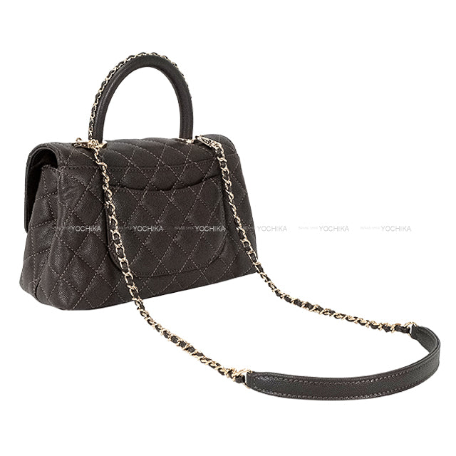CHANEL Shoulder bag Matelasse Coco Handle Top Handle XS 24 chain Brown Graind Calf(Caviarskin) Champagne Gold HW A92990[BRAND NEW][Authentic]
