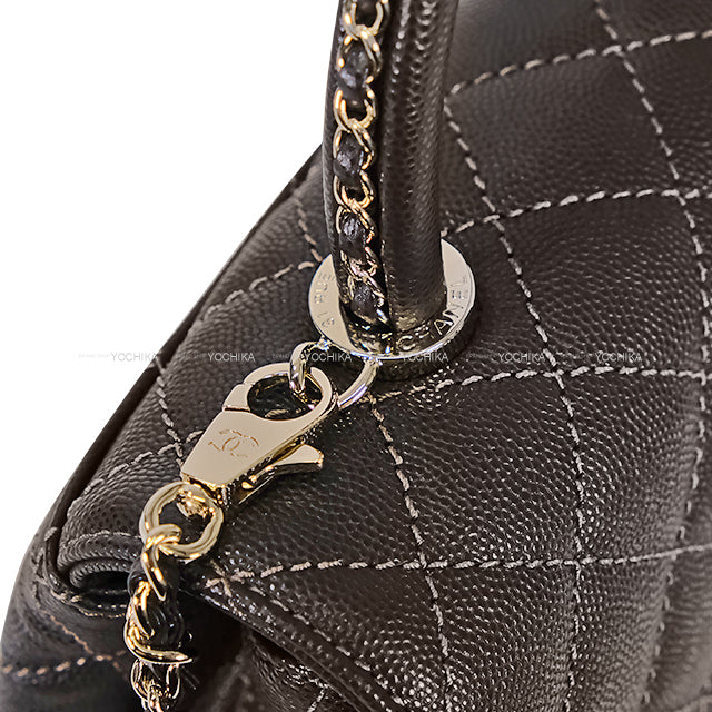 CHANEL Shoulder bag Matelasse Coco Handle Top Handle XS 24 chain Brown Graind Calf(Caviarskin) Champagne Gold HW A92990[BRAND NEW][Authentic]