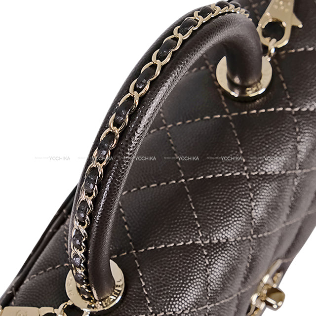 CHANEL Shoulder bag Matelasse Coco Handle Top Handle XS 24 chain Brown Graind Calf(Caviarskin) Champagne Gold HW A92990[BRAND NEW][Authentic]