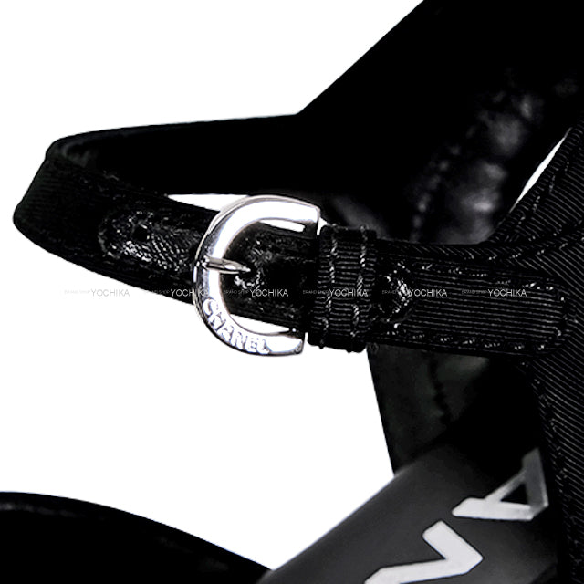 2025 Cruise line CHANEL sandals Camellia COCO mark Pearl Noir (Black) Grosgrain/Satin #39 Silver HW G46108[ALMOST NEW][Authentic]