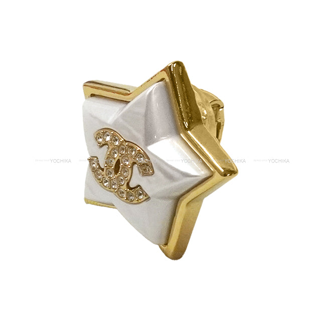 CHANEL earrings COCO mark Rhinestone Star Blanc (White)/Gold Gold HW ABC401[BRAND NEW][Authentic]