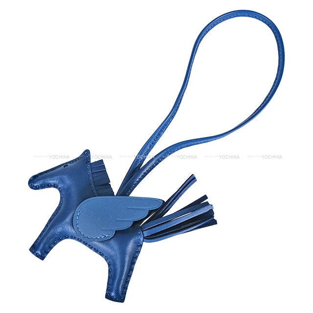 HERMES bag charm Rodeo Pegasus PM Blue Tie Agneau Milo/Veau Swift Stamp W[BRAND NEW][Authentic]