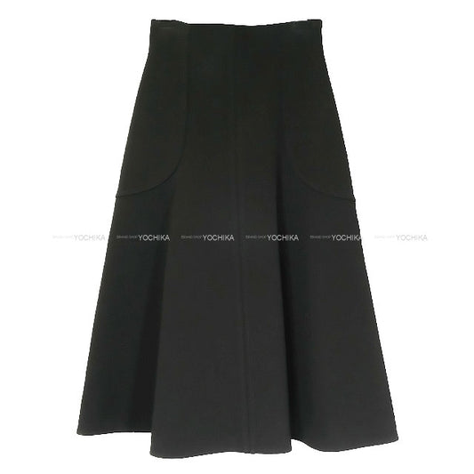 [Pre-loved] HERMES skirt Flared A-line Noir (Black) Cotton #34[LIKE NEW][Authentic]