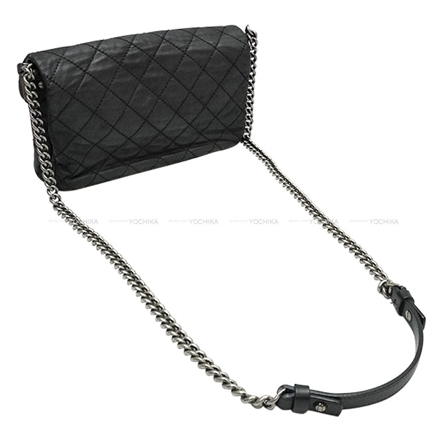 [Pre-loved] CHANEL Shoulder bag Matelasse COCO mark Wild Stitch Chain Shoulder Noir (Black) coated lambskin Antique Silver HW[USED SA][Authentic]
