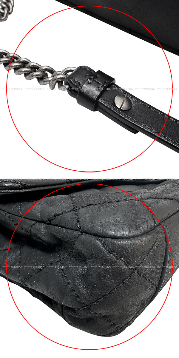 [Pre-loved] CHANEL Shoulder bag Matelasse COCO mark Wild Stitch Chain Shoulder Noir (Black) coated lambskin Antique Silver HW[USED SA][Authentic]