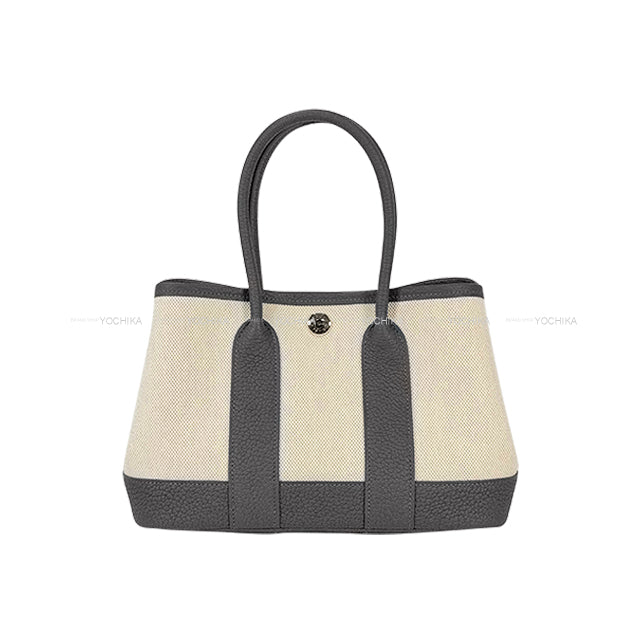 HERMES Handbag Neo Garden Party 23 Ardoise /Ecru Toile H Viking/Veau Negonda Silver HW Stamp K[BRAND NEW][Authentic]