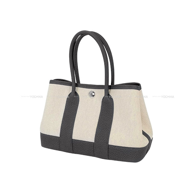 HERMES Handbag Neo Garden Party 23 Ardoise /Ecru Toile H Viking/Veau Negonda Silver HW Stamp K[BRAND NEW][Authentic]