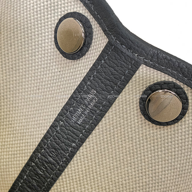 HERMES Handbag Neo Garden Party 23 Ardoise /Ecru Toile H Viking/Veau Negonda Silver HW Stamp K[BRAND NEW][Authentic]