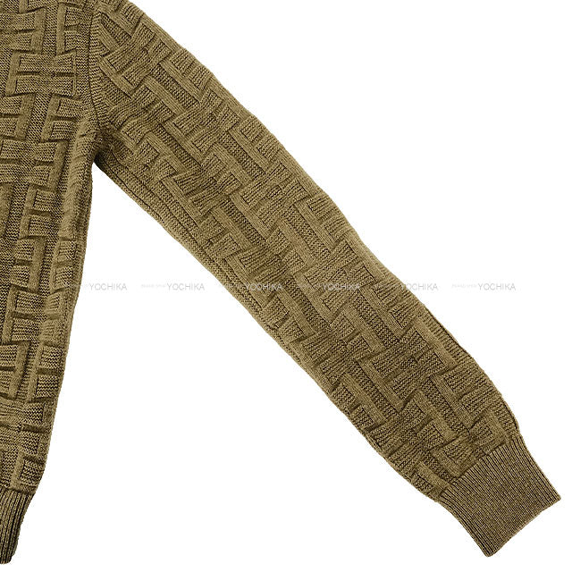 2022AW HERMES Knit Lounge Wear Voyage H-motif Set-Up Kaki Virgin Wool100% #38[EXCELLENT][Authentic]