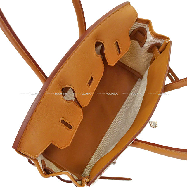 HERMES Shoulder bag Shoulder Birkin Light 29 Couverture Lignes embroidery Ecru/Beige/Fauve/Rose Pop/Black/Gold Toile H/Veau Swift Silver HW Stamp K[BRAND NEW][Authentic]