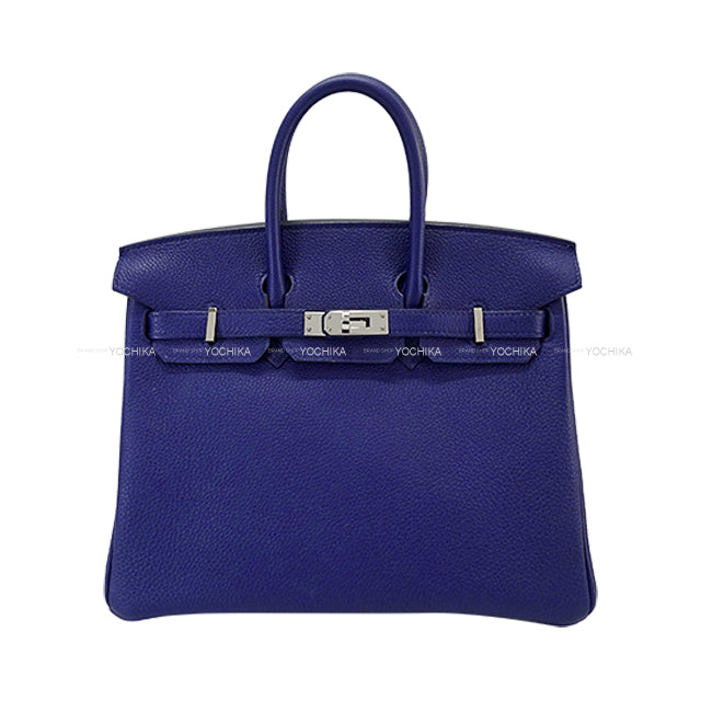 [Pre-loved] HERMES Handbag Birkin25 Verso Bleu Encre/Orange Veau Togo Silver HW Stamp Y[LIKE NEW][Authentic]