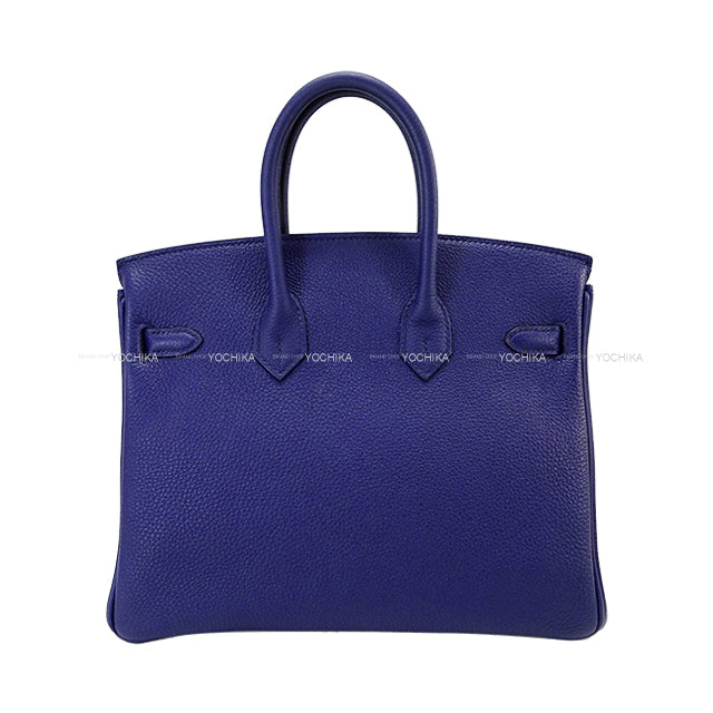 [Pre-loved] HERMES Handbag Birkin25 Verso Bleu Encre/Orange Veau Togo Silver HW Stamp Y[LIKE NEW][Authentic]