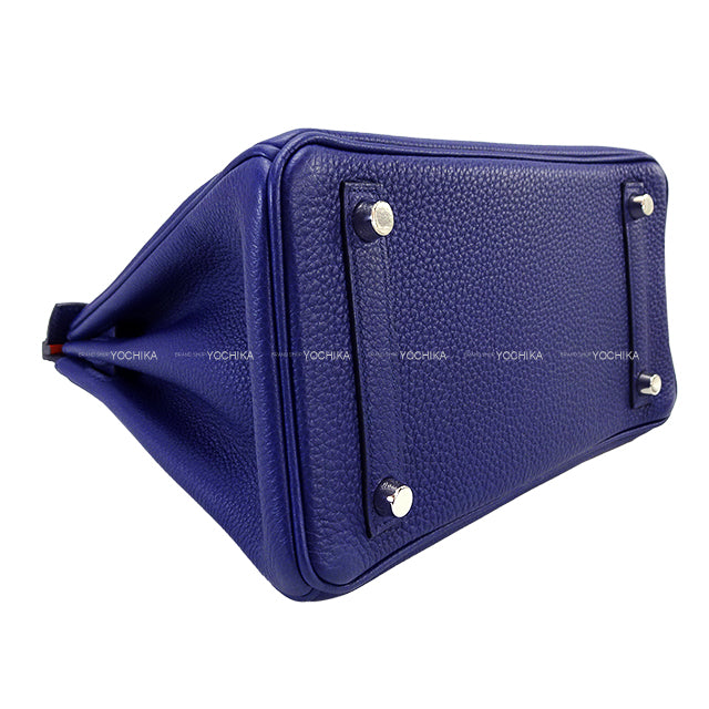 [Pre-loved] HERMES Handbag Birkin25 Verso Bleu Encre/Orange Veau Togo Silver HW Stamp Y[LIKE NEW][Authentic]