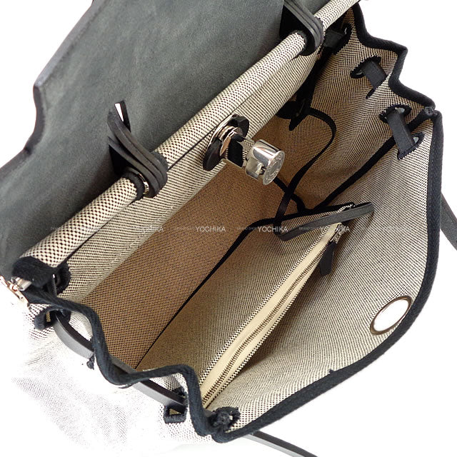 HERMES Shoulder bag HerBag Zip 31 PM PEGASE POP Blue Indigo/Noir (Black) Toile H/Vache Hunter Silver HW Stamp Y[EXCELLENT][Authentic]