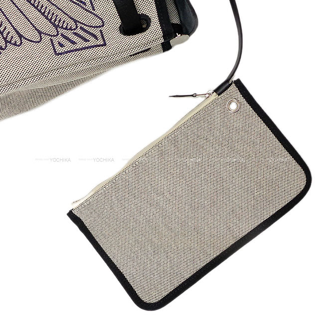 HERMES Shoulder bag HerBag Zip 31 PM PEGASE POP Blue Indigo/Noir (Black) Toile H/Vache Hunter Silver HW Stamp Y[EXCELLENT][Authentic]