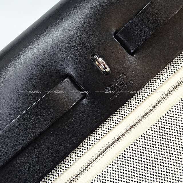 HERMES Shoulder bag HerBag Zip 31 PM PEGASE POP Blue Indigo/Noir (Black) Toile H/Vache Hunter Silver HW Stamp Y[EXCELLENT][Authentic]