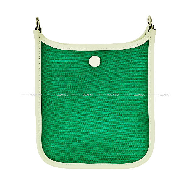 HERMES Shoulder bag Neo Evelyne 16 TPM Menthe (Mint)/Vert Fizz/Bleu Azteque Toile officier/Veau Swift Silver HW Stamp W[EXCELLENT][Authentic]