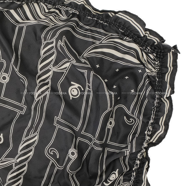 HERMES scarf frou-frou Scarf 70 Quadrige Steeple Noir (Black) Silk100%[EXCELLENT][Authentic]