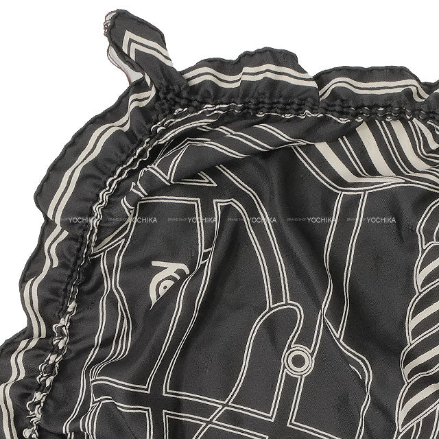 HERMES scarf frou-frou Scarf 70 Quadrige Steeple Noir (Black) Silk100%[EXCELLENT][Authentic]