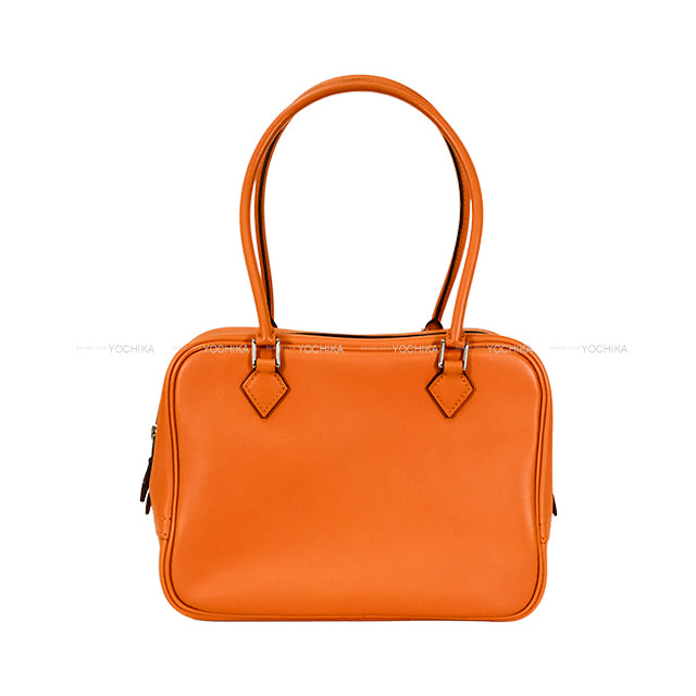 [Pre-loved] HERMES Handbag Plume Mini Orange Veau Swift Silver HW Stamp □R[LIKE NEW][Authentic]