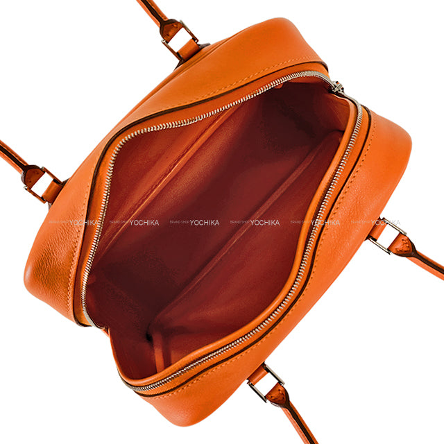 [Pre-loved] HERMES Handbag Plume Mini Orange Veau Swift Silver HW Stamp □R[LIKE NEW][Authentic]