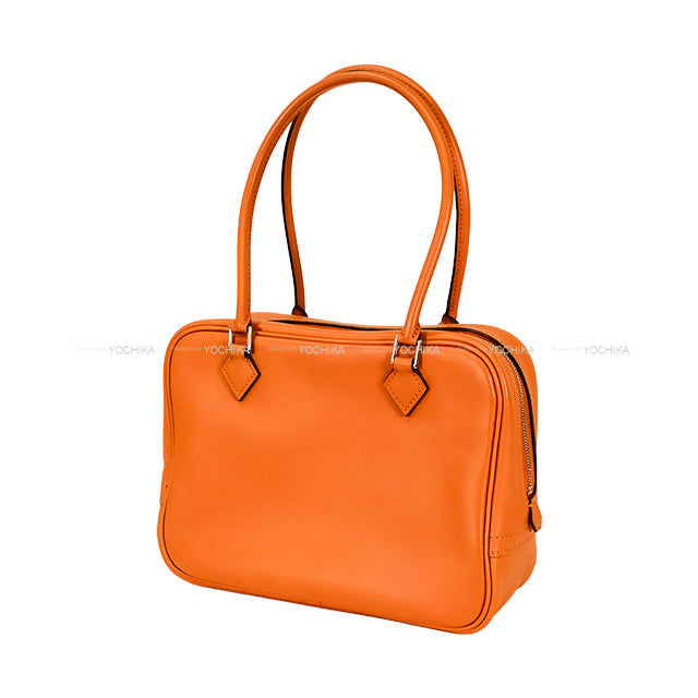 [Pre-loved] HERMES Handbag Plume Mini Orange Veau Swift Silver HW Stamp □R[LIKE NEW][Authentic]