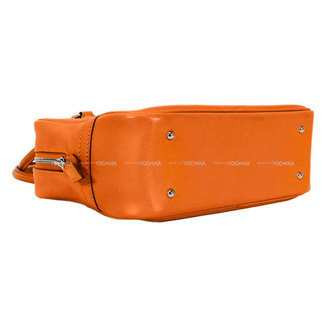 [Pre-loved] HERMES Handbag Plume Mini Orange Veau Swift Silver HW Stamp □R[LIKE NEW][Authentic]