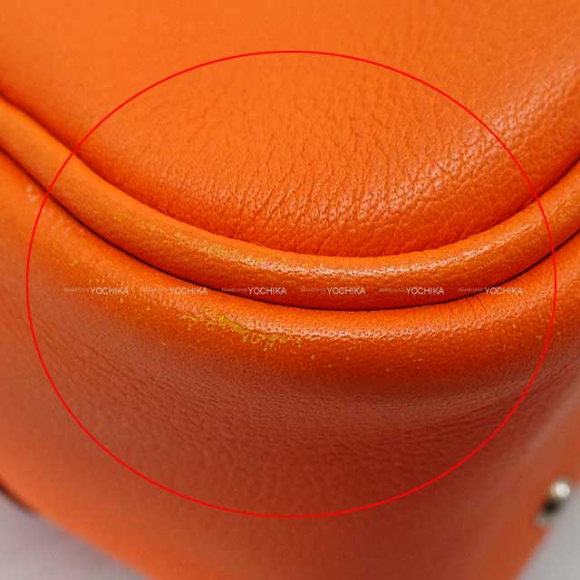 [Pre-loved] HERMES Handbag Plume Mini Orange Veau Swift Silver HW Stamp □R[LIKE NEW][Authentic]