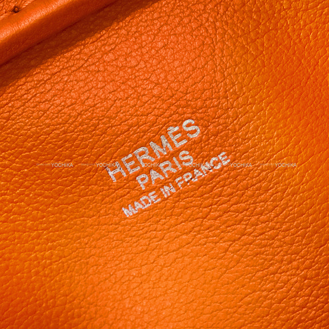 [Pre-loved] HERMES Handbag Plume Mini Orange Veau Swift Silver HW Stamp □R[LIKE NEW][Authentic]