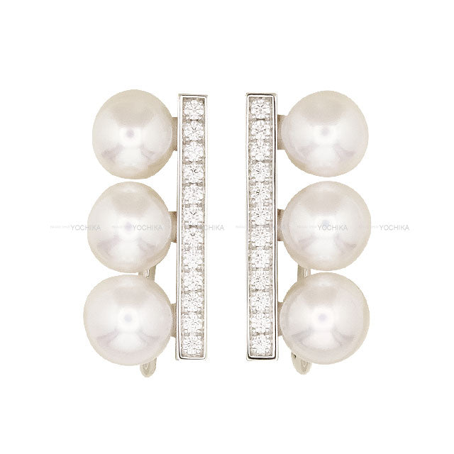 TASAKI earrings Balance Neo Diamond Pave White Gold K18WG/Diamond/AkoyaPearl E-4314[EXCELLENT][Authentic]